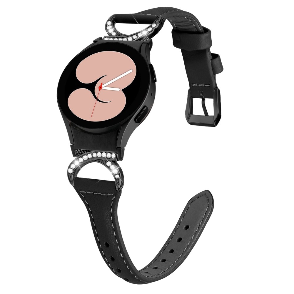 Full fit Rhinestone Läderarmband Samsung Galaxy Watch 4 44mm svart