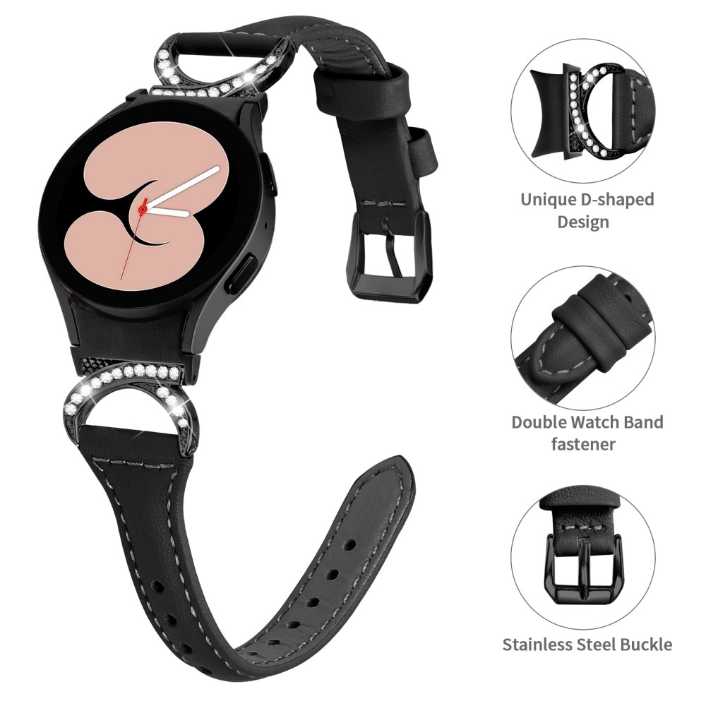 Full fit Rhinestone Läderarmband Samsung Galaxy Watch 5 44mm svart