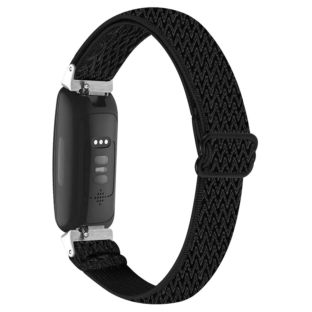 Vävd Elastiskt Nylonarmband Fitbit Inspire 3 svart