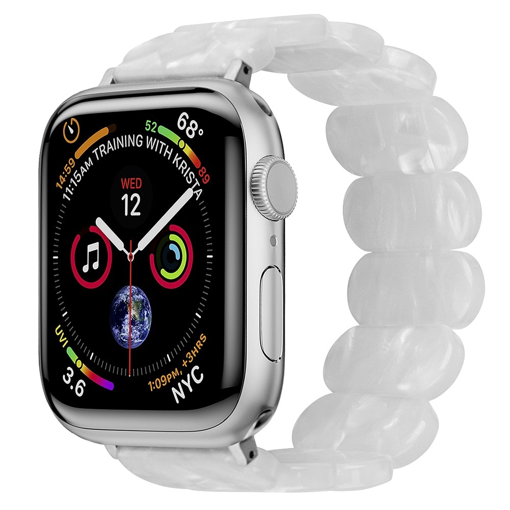 Elastiskt Resinarmband Apple Watch 45mm Series 8 pärlvit