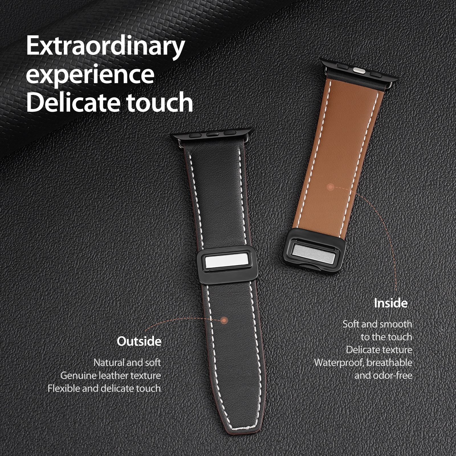 Läderarmband Apple Watch Series 11 42mm Svart