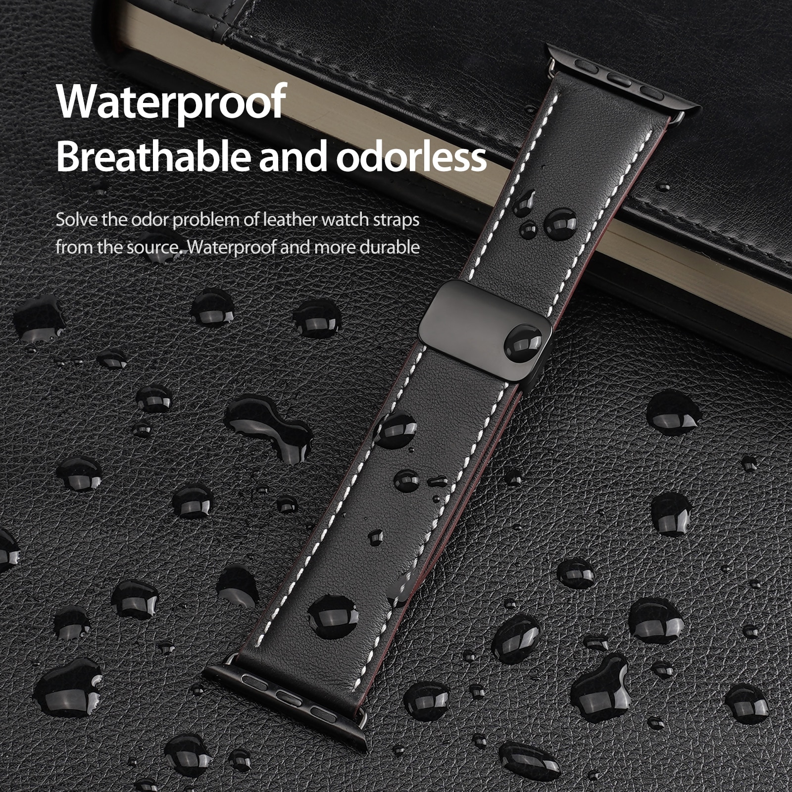 Läderarmband Apple Watch Series 11 42mm Svart