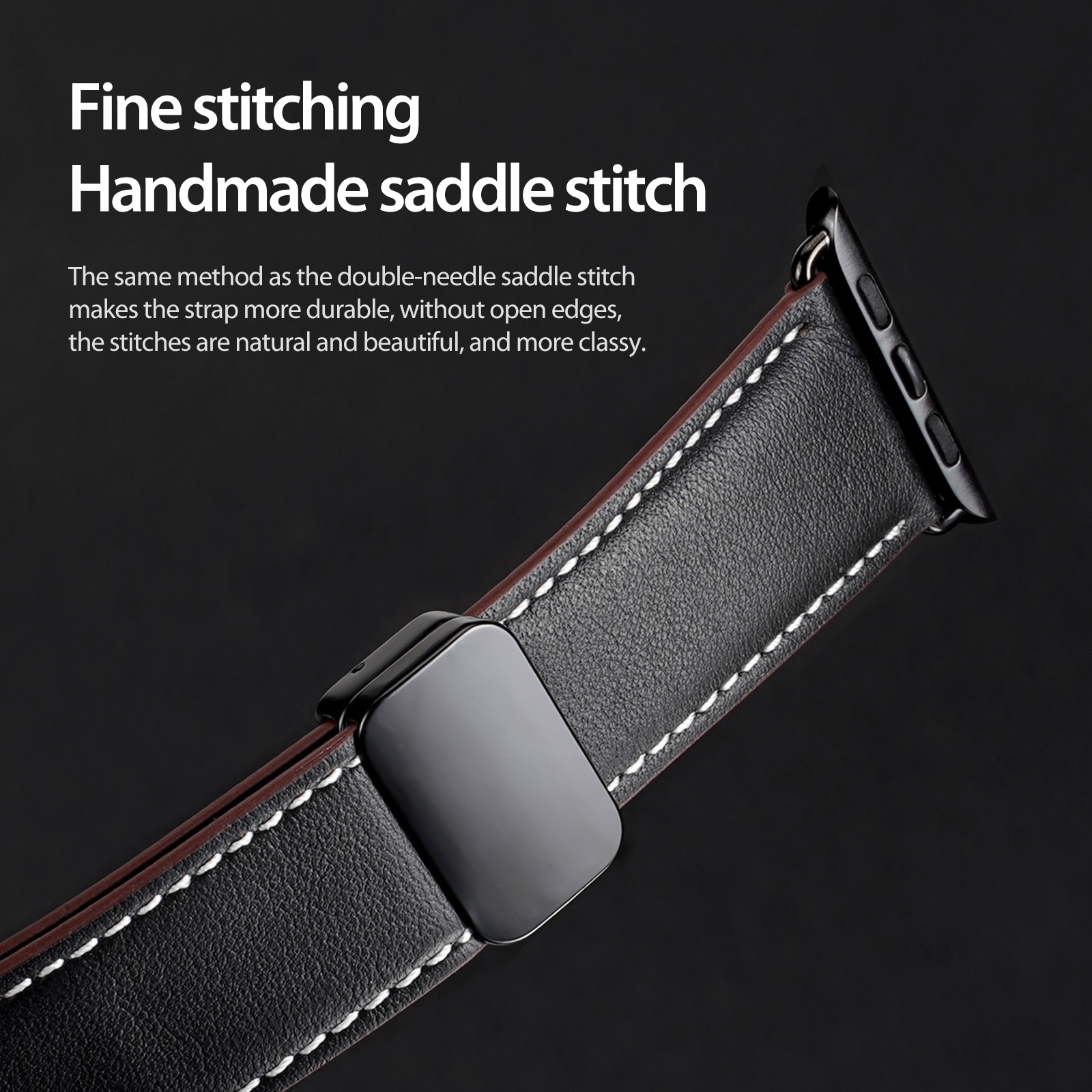 Läderarmband Apple Watch Series 11 42mm Svart