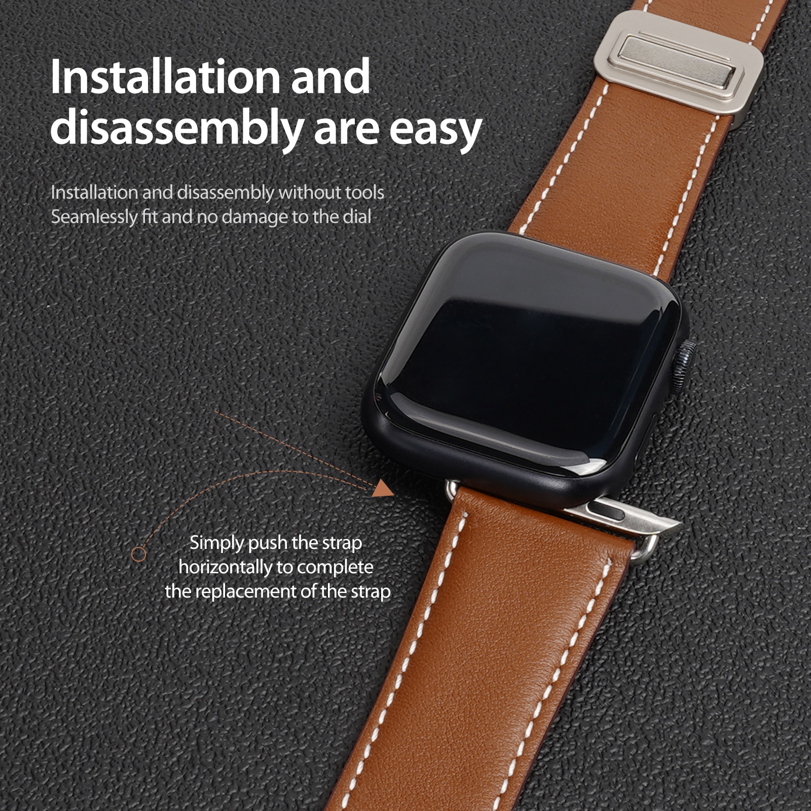 Läderarmband Apple Watch Series 11 42mm Brun