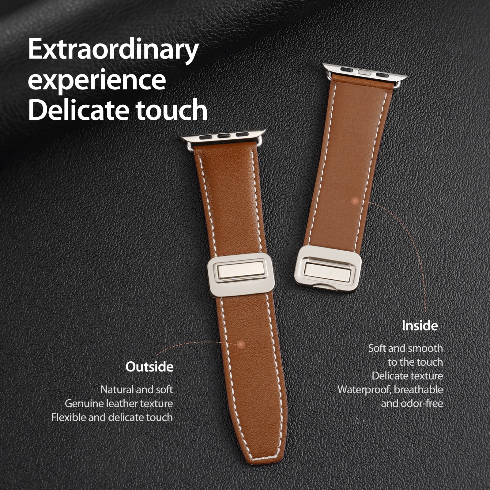 Läderarmband Apple Watch Series 11 42mm Brun