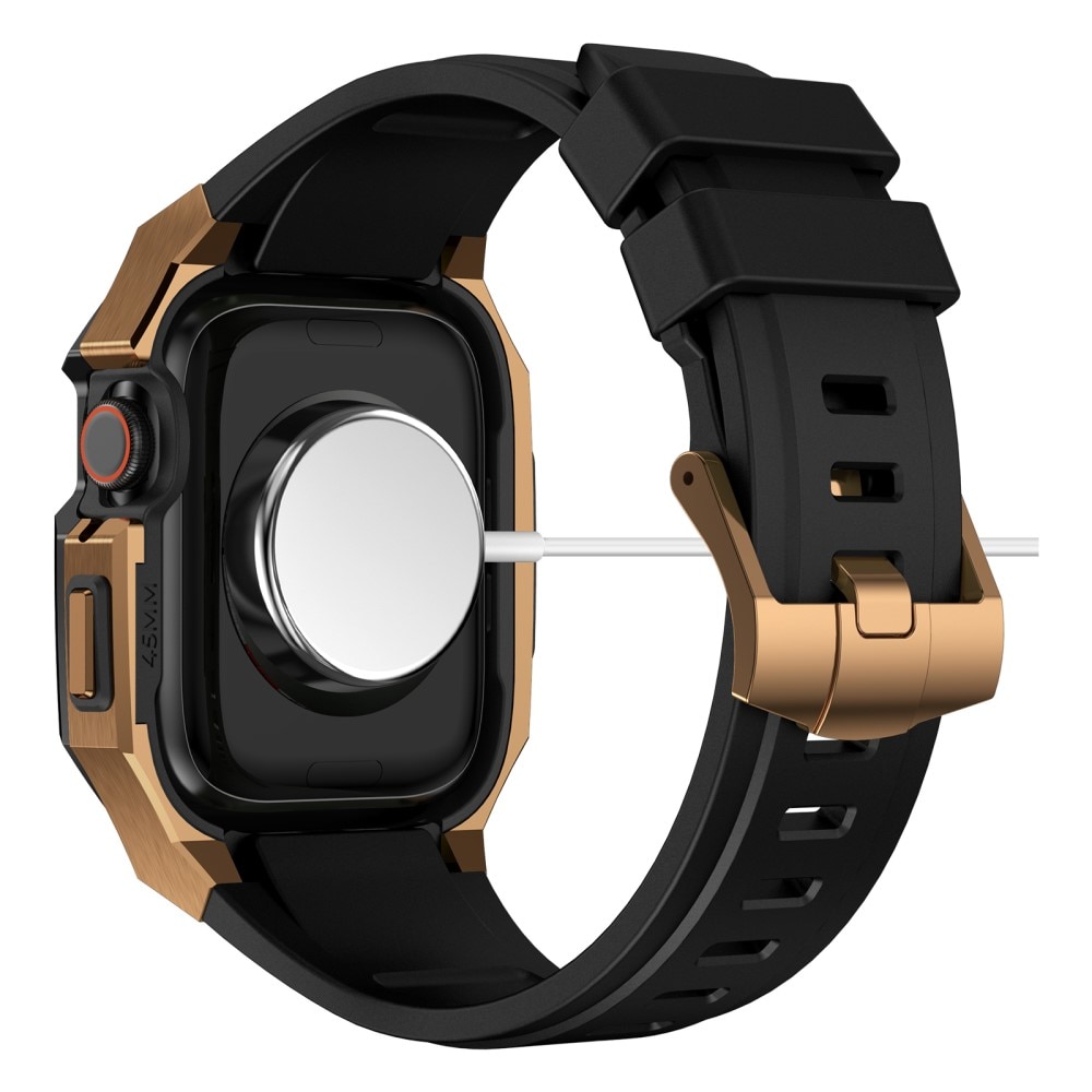 Stainless Steel Skal + Armband Apple Watch 45mm Series 9 svart/guld