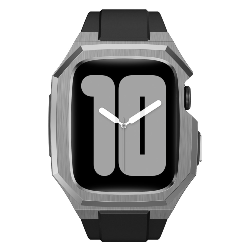 Stainless Steel Skal + Armband Apple Watch 45mm Series 7 silver/svart