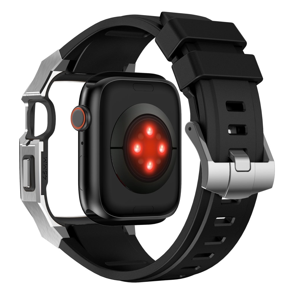 Stainless Steel Skal + Armband Apple Watch 45mm Series 7 silver/svart