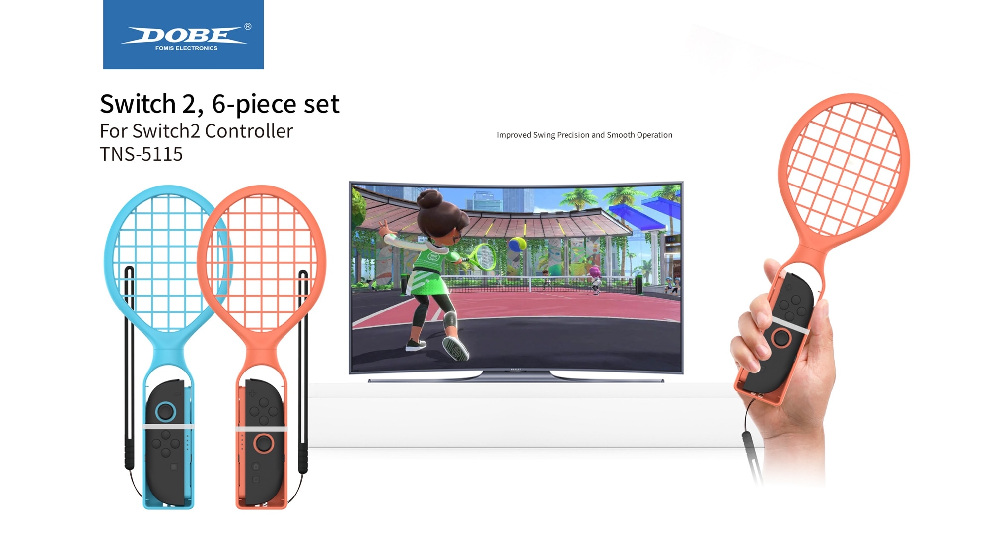 6-pack Sporttillbehör till Joy-Con Nintendo Switch 2 Blå/Röd