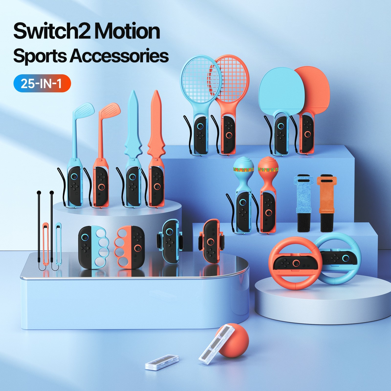 Sporttillbehörskit Nintendo Switch 2 blå/röd