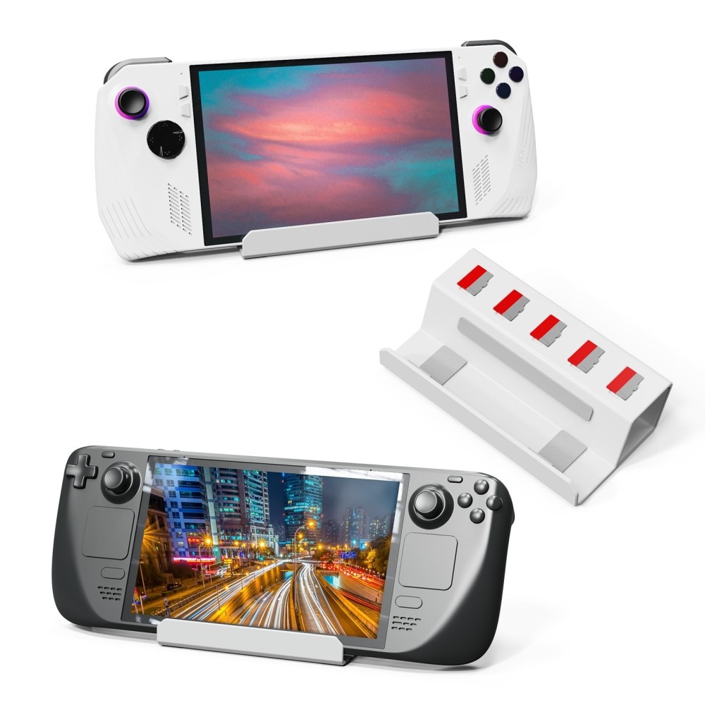 Bordsställ med minneskorthållare för Nintendo Switch vit