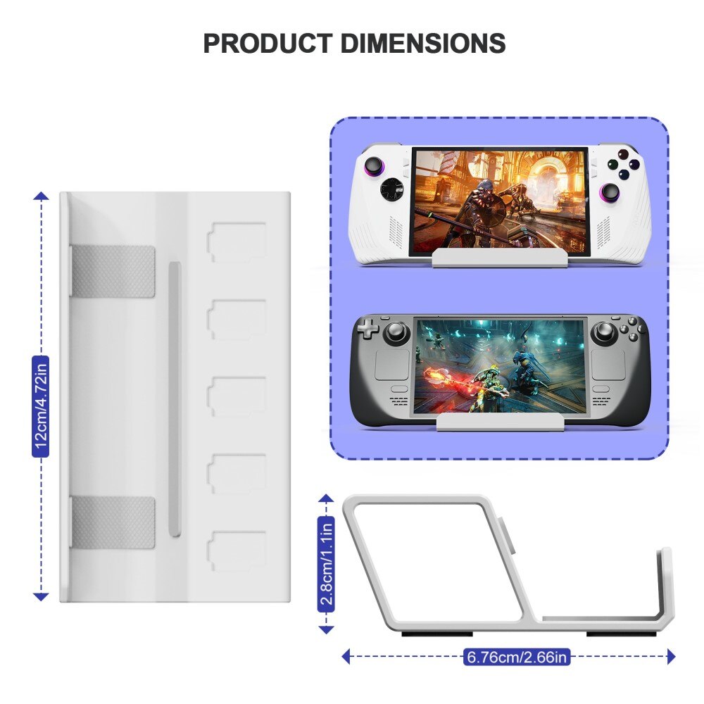 Bordsställ med minneskorthållare för Nintendo Switch vit