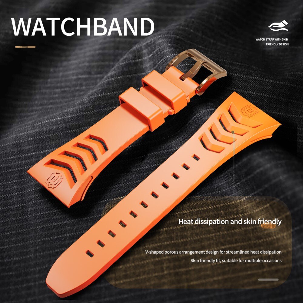 High Brushed Metal Case w Strap Apple Watch 45mm Series 9 Rose/Orange