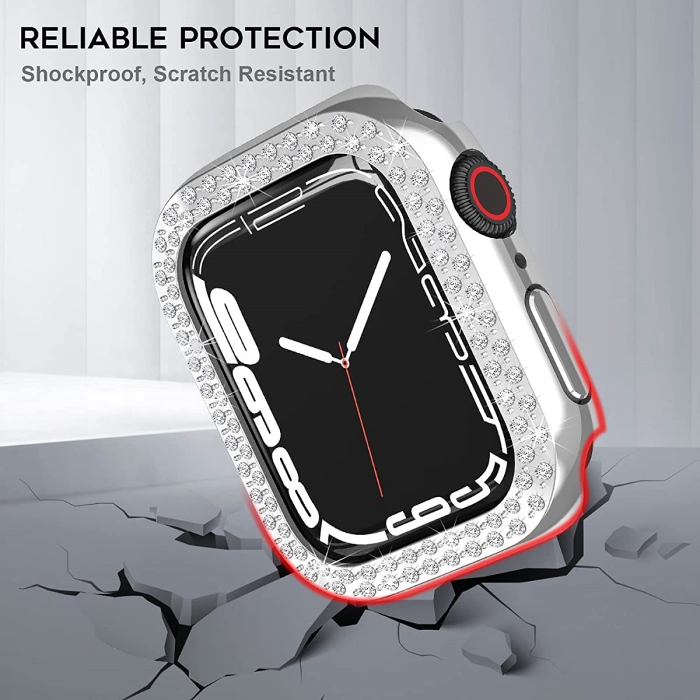 Rhinestone Skal Apple Watch 45mm Series 7 silver