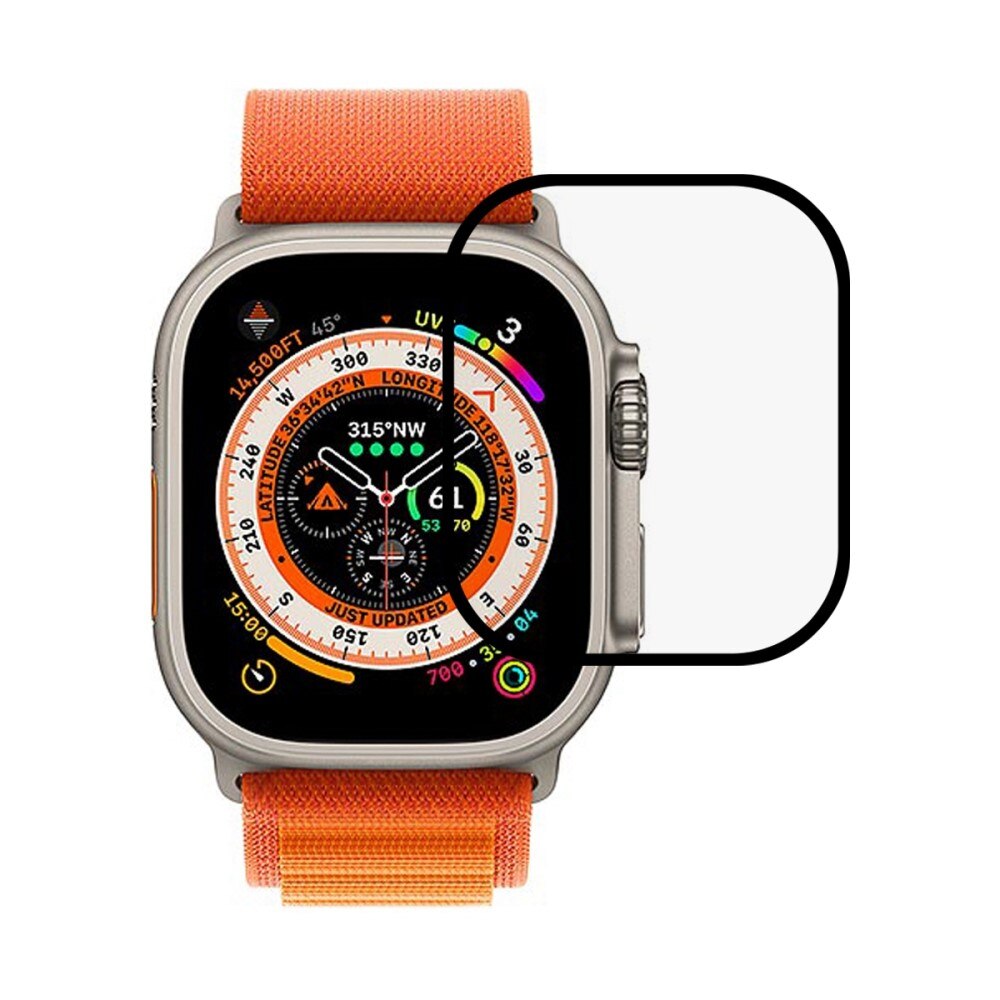 Heltäckande Härdat Glas Skärmskydd Apple Watch Ultra 2 49mm svart