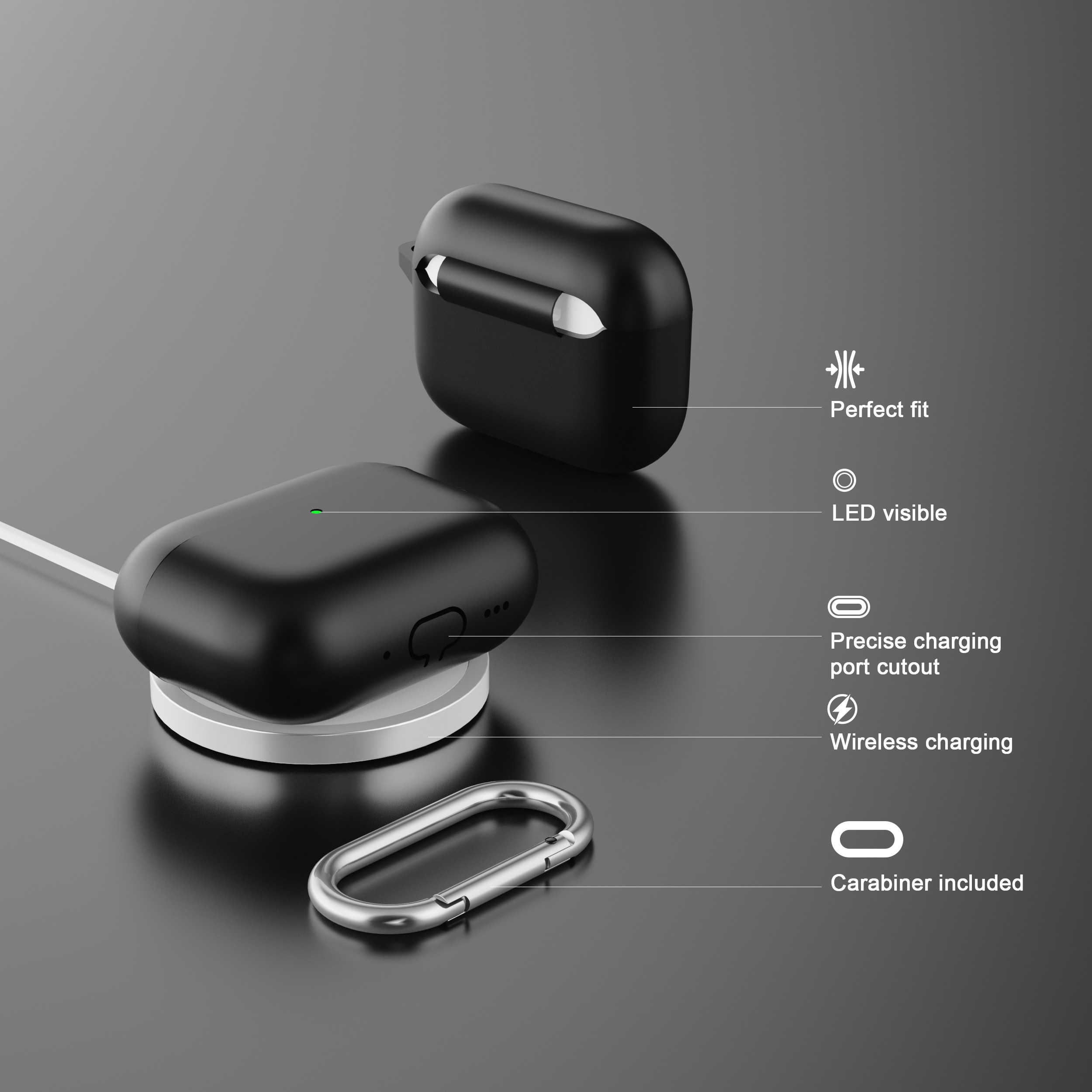 Silikonskal med karbinhake Apple AirPods Pro 3 Grön