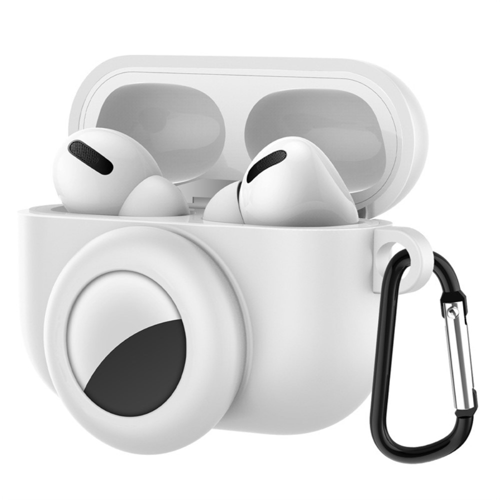 AirPods Pro silikonskal med AirTag hållare vit