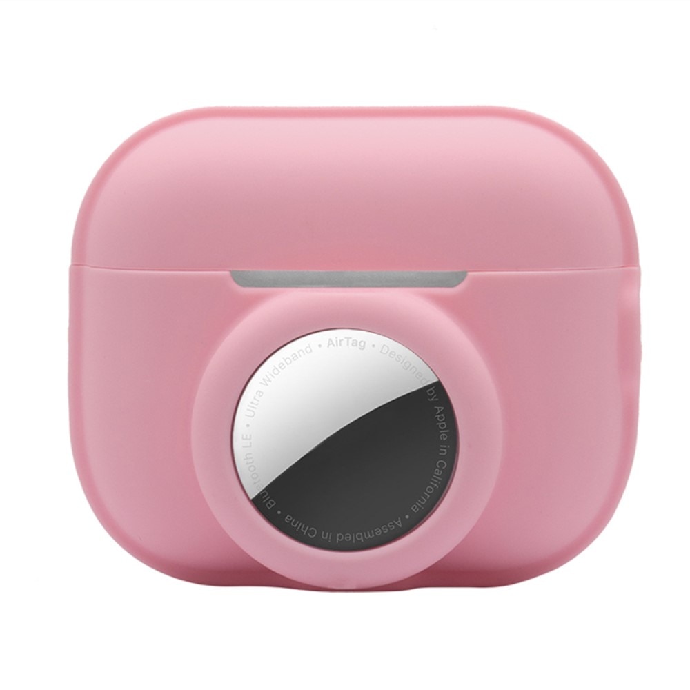 Apple AirPods Pro 2 silikonskal med AirTag hållare rosa