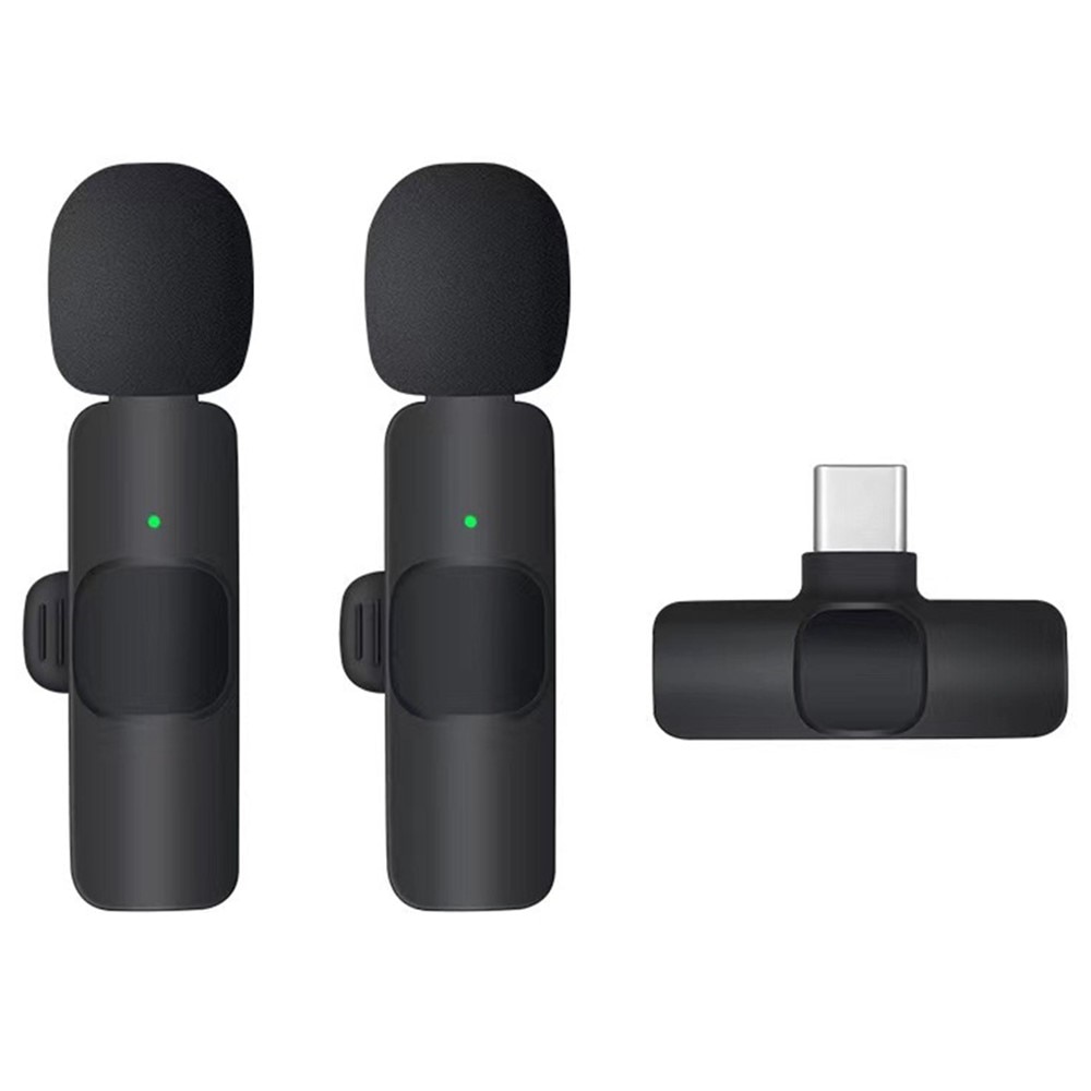 2 Trådlösa mikrofoner med USB-C-mottagare svart