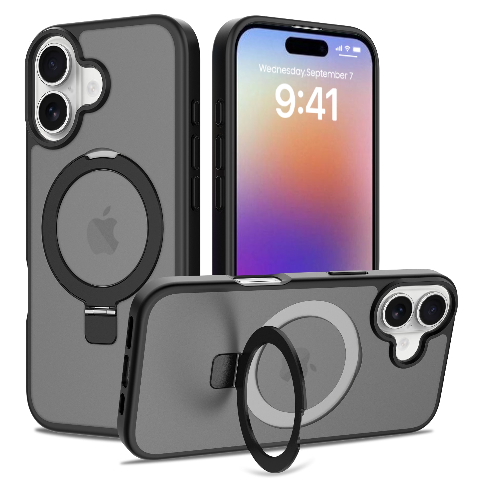 Hybridskal Magnetic Ring iPhone 17 Svart