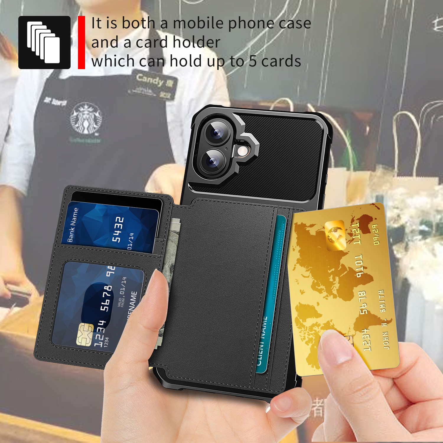 Tough Multi-slot Case iPhone 17 Svart
