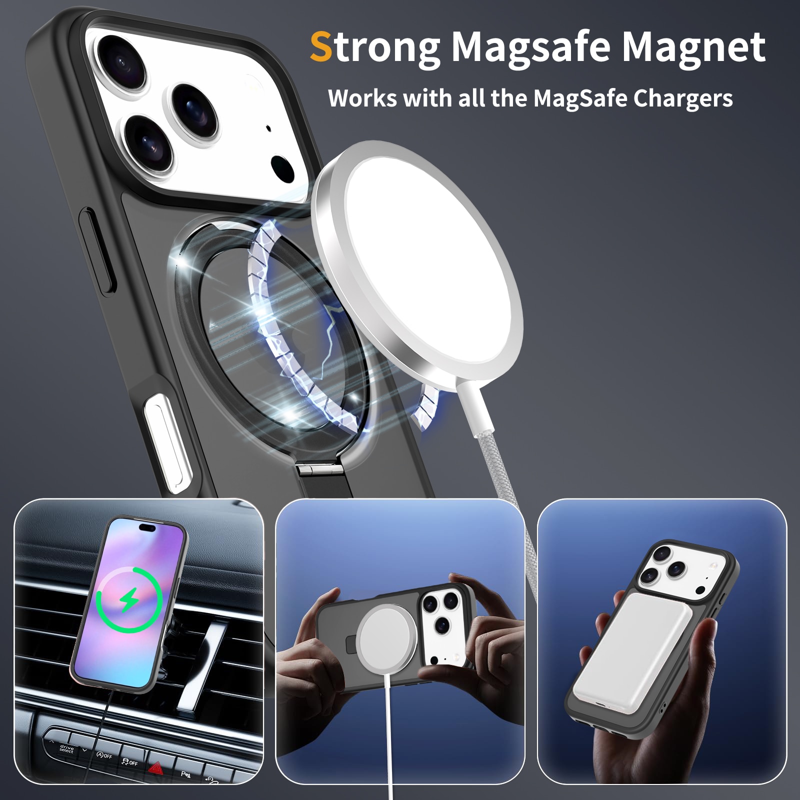 Hybridskal Magnetic Ring iPhone 17 Pro Max Svart