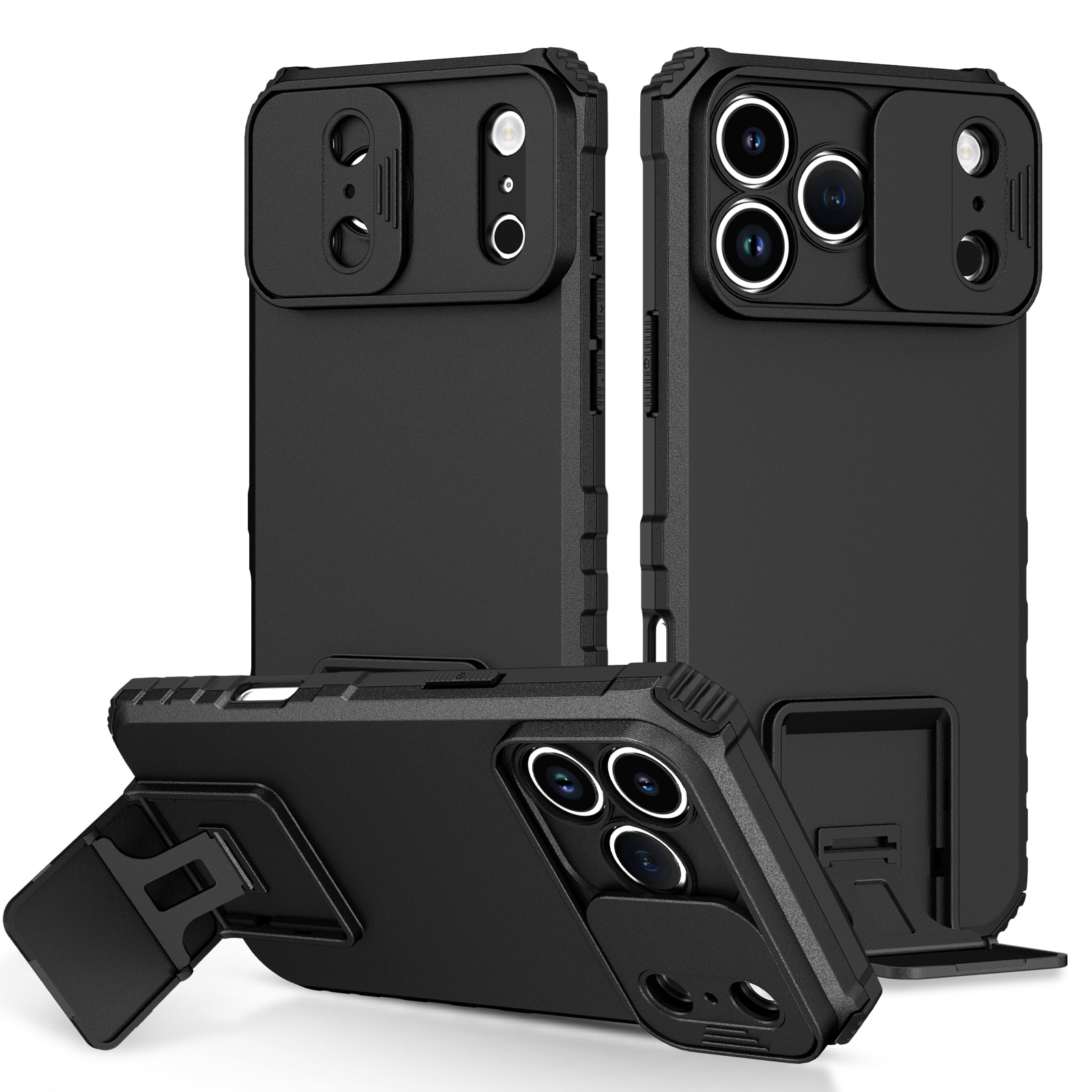 iPhone 17 Pro Max Kickstand Skal Kameraskydd Svart