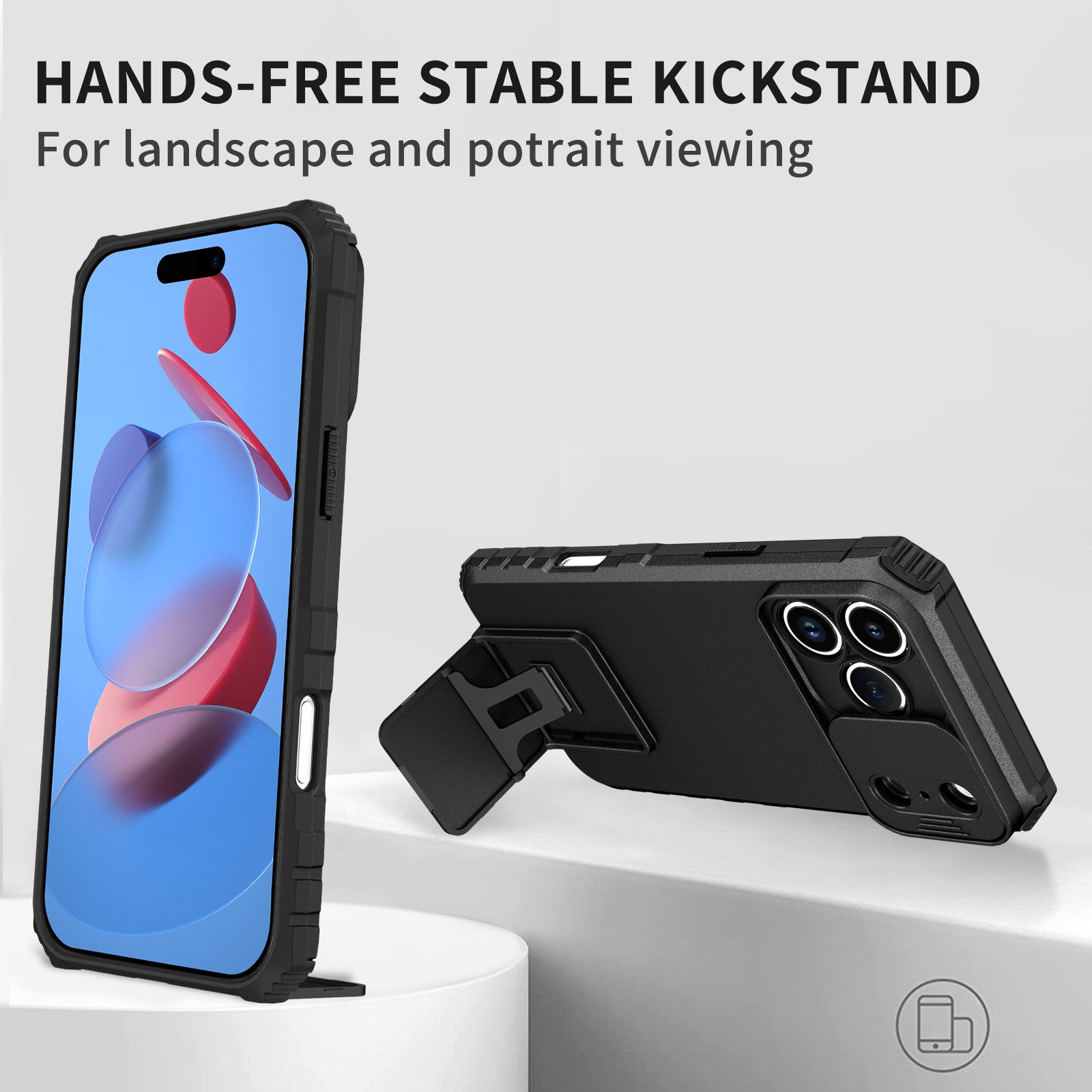 iPhone 17 Pro Max Kickstand Skal Kameraskydd Svart