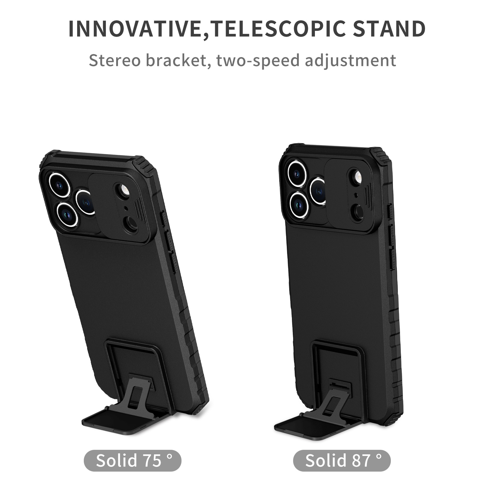 iPhone 17 Pro Max Kickstand Skal Kameraskydd Svart