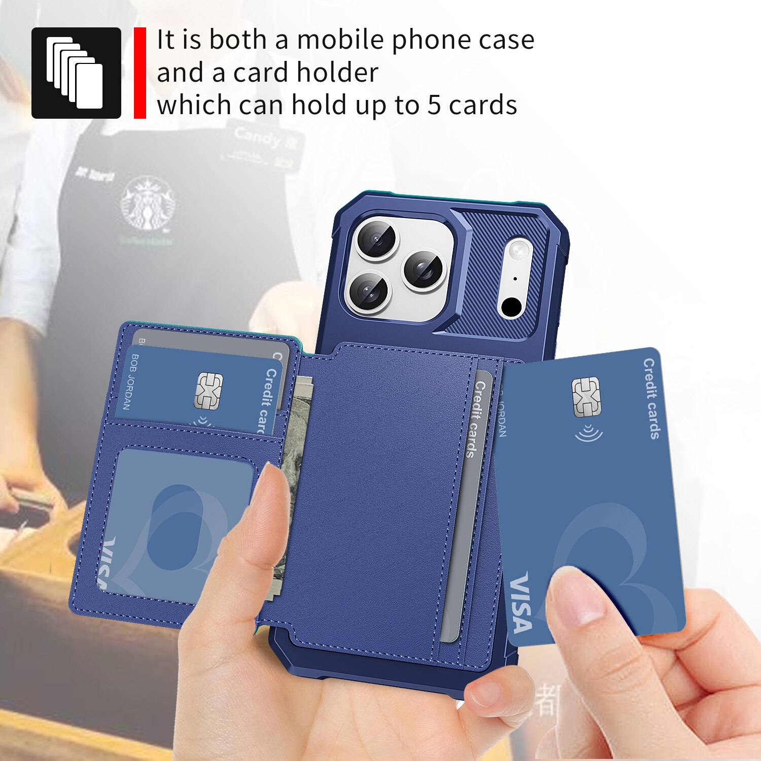 Tough Multi-slot Case iPhone 17 Pro Max Blå