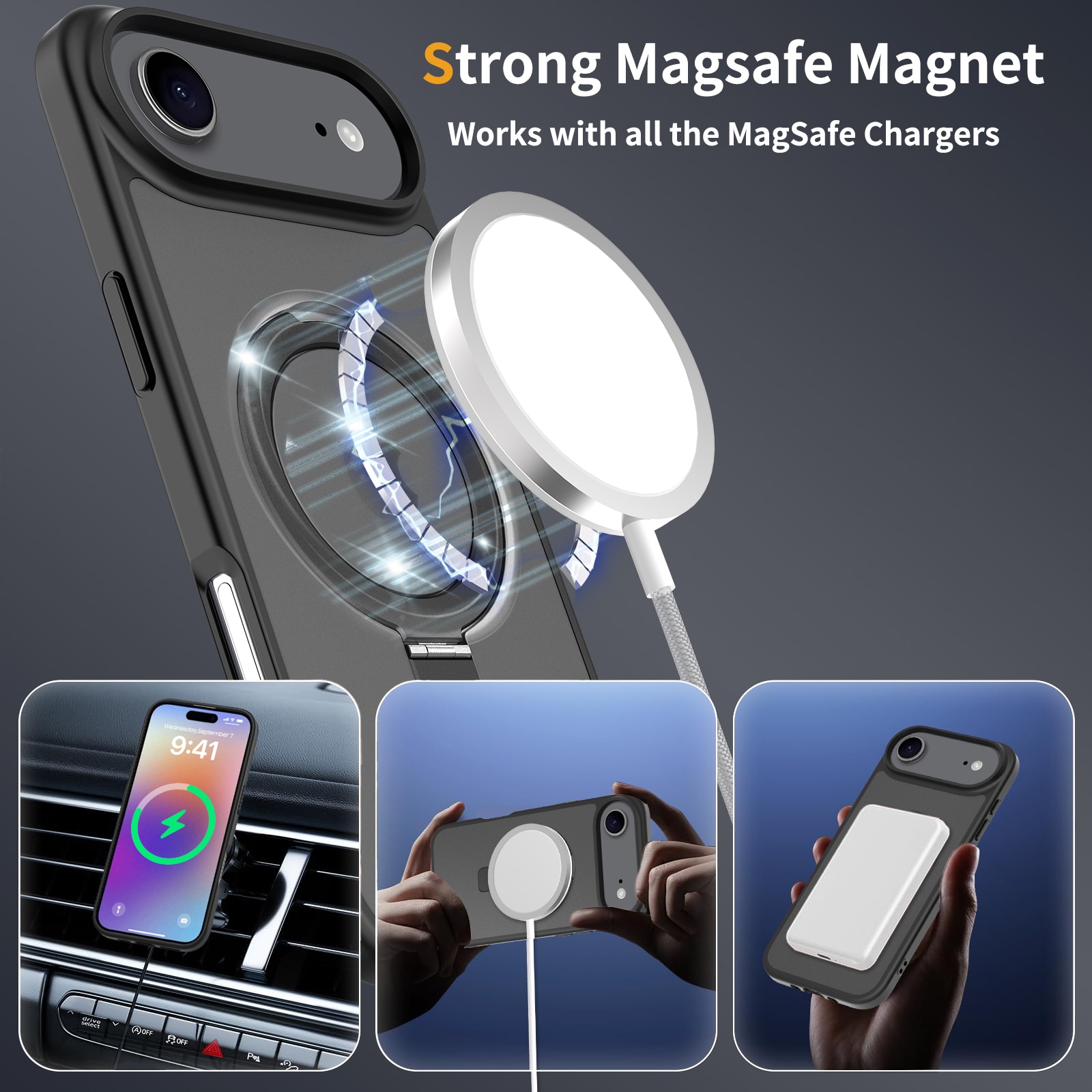 Hybridskal Magnetic Ring iPhone 17 Air Svart