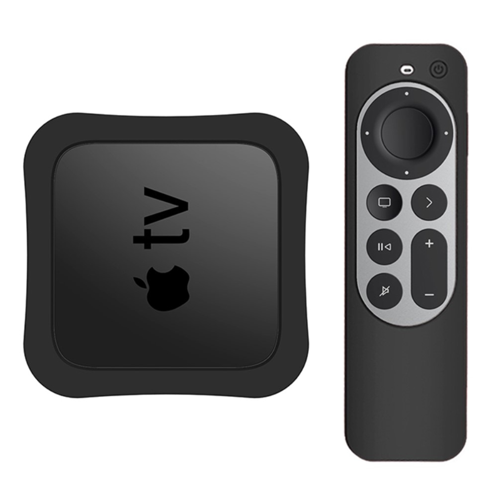 Apple TV 4K 2021 box+fjärrkontroll silikonskal svart