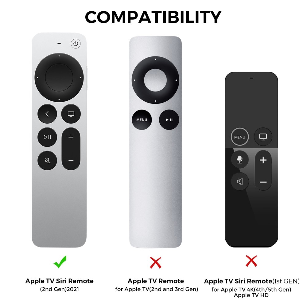 Silikonskal Apple TV Siri Remote 2nd Gen svart