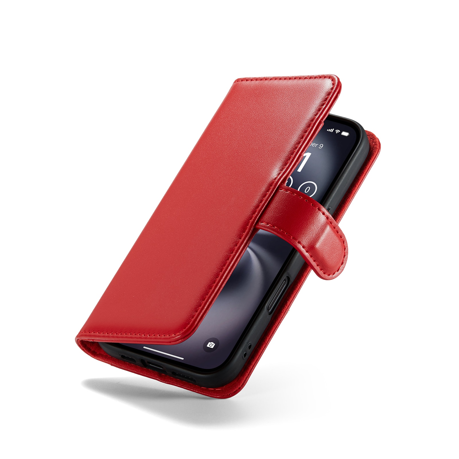 Äkta Läderfodral iPhone 16 Röd