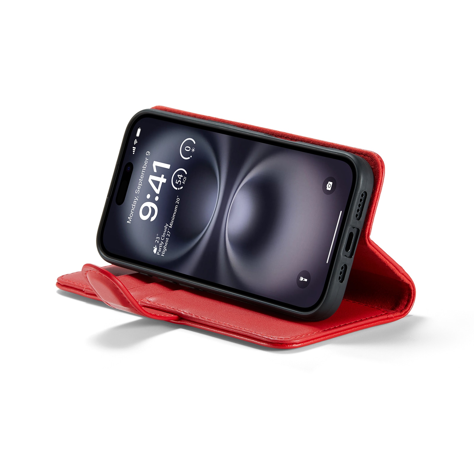 Äkta Läderfodral iPhone 16 Röd