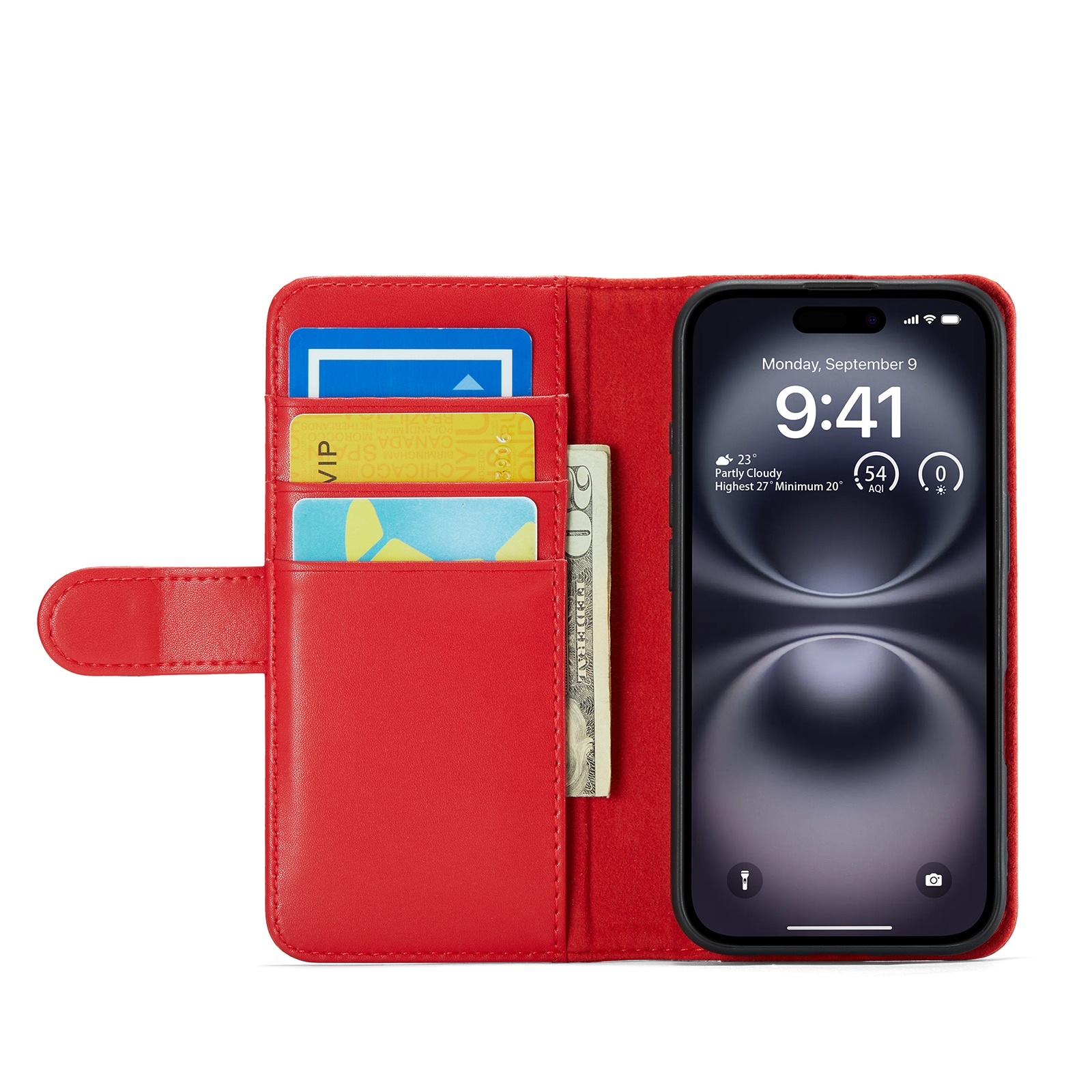 Äkta Läderfodral iPhone 16 Röd