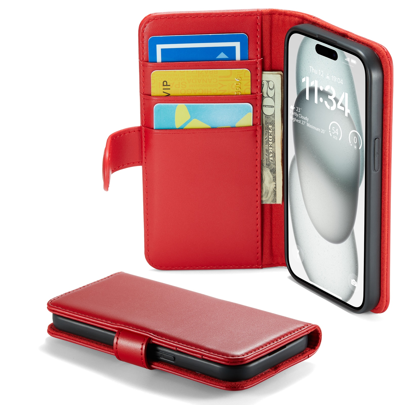 Äkta Läderfodral iPhone 13 Röd