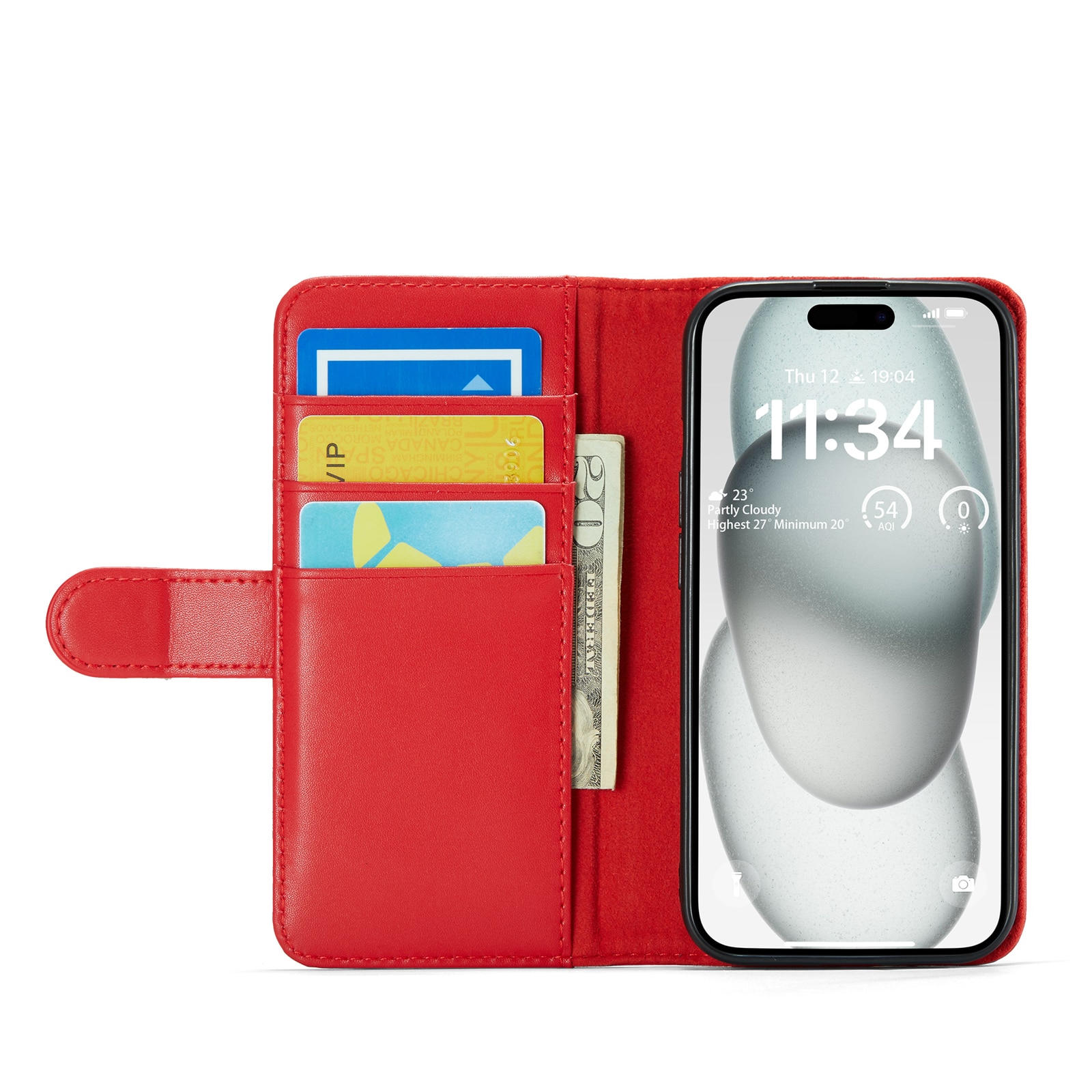 Äkta Läderfodral iPhone 13 Röd