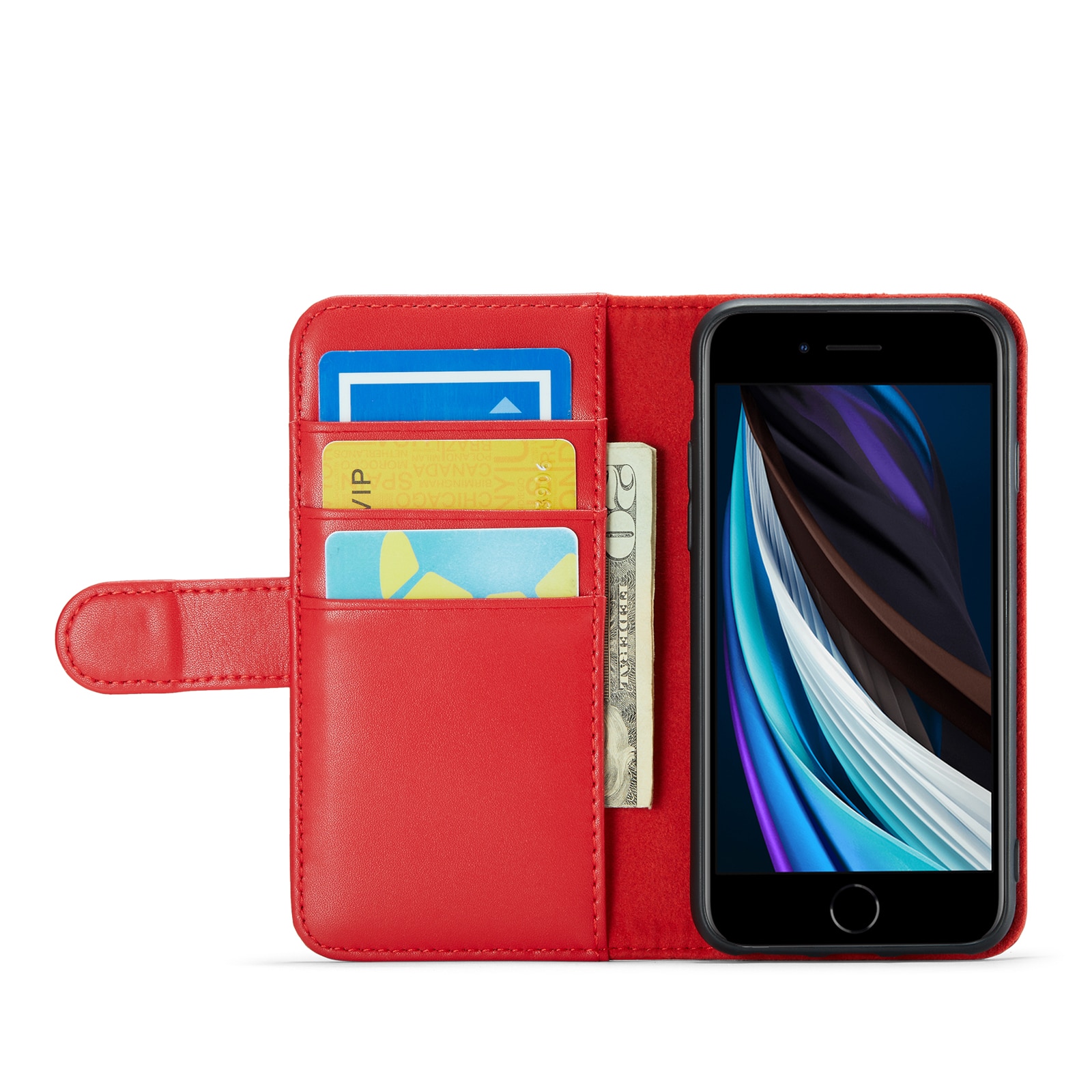 Äkta Läderfodral iPhone 8 Röd