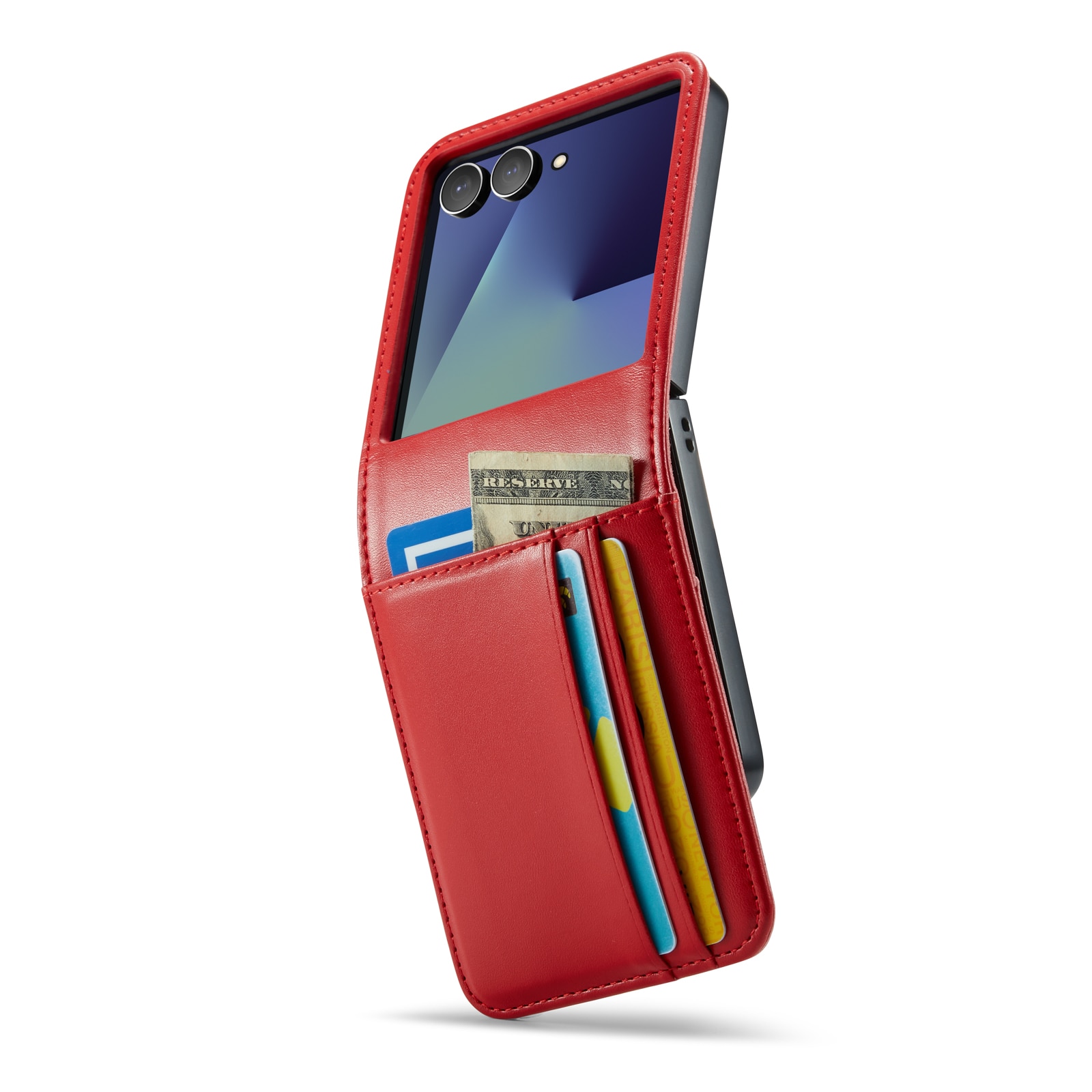 Äkta Läderfodral Samsung Galaxy Z Flip 7 Röd