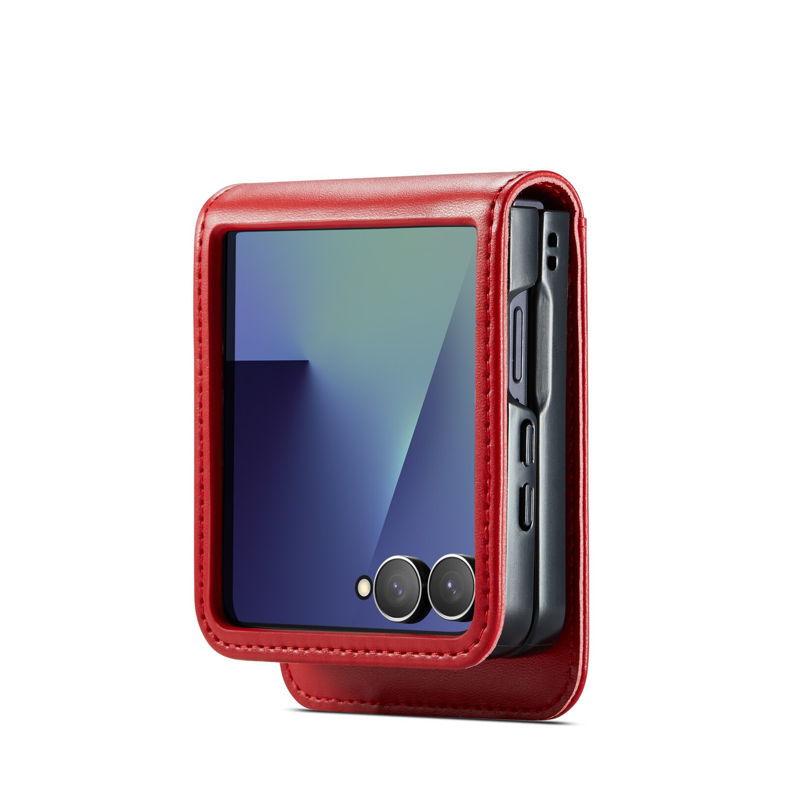Äkta Läderfodral Samsung Galaxy Z Flip 7 Röd