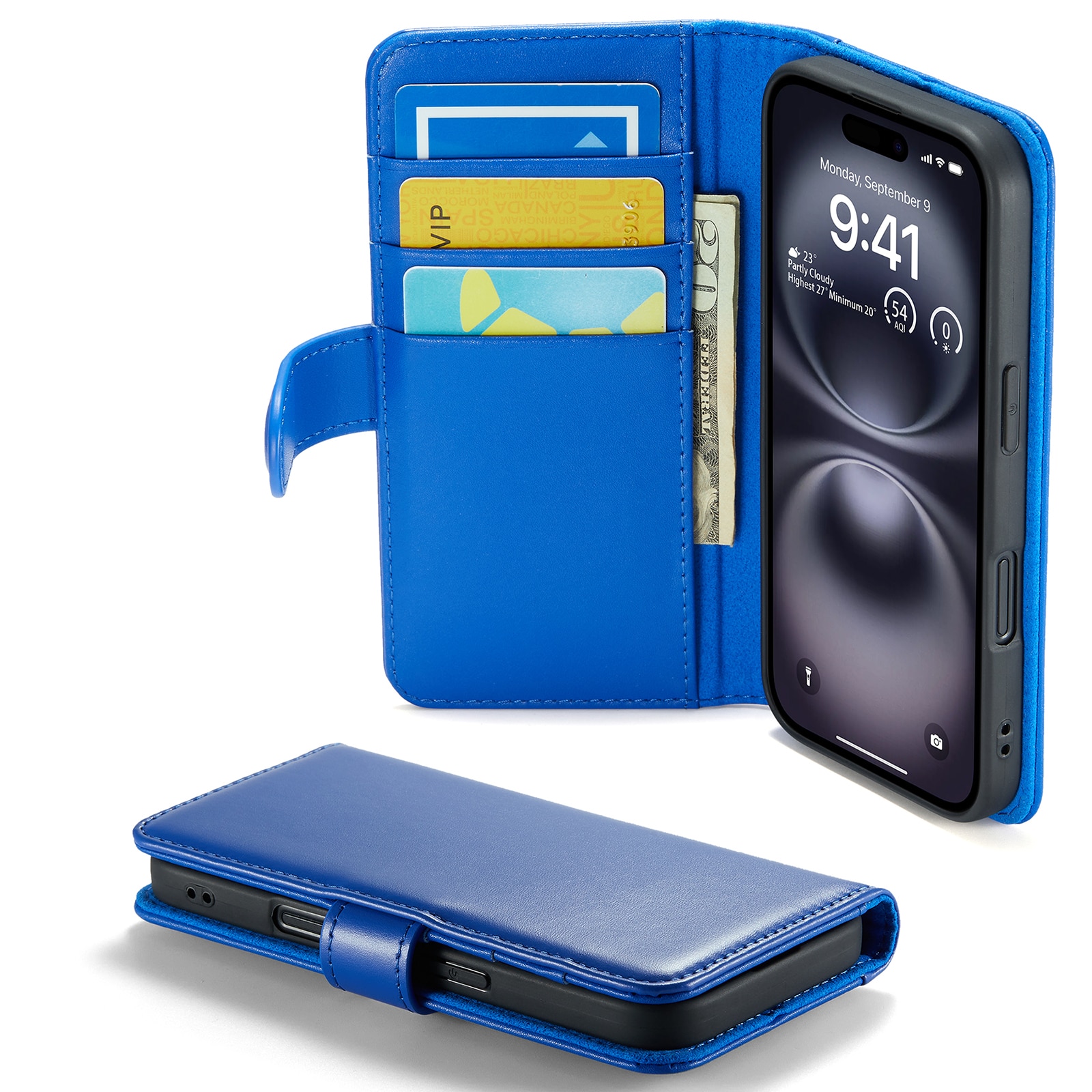 Äkta Läderfodral iPhone 16 Blå