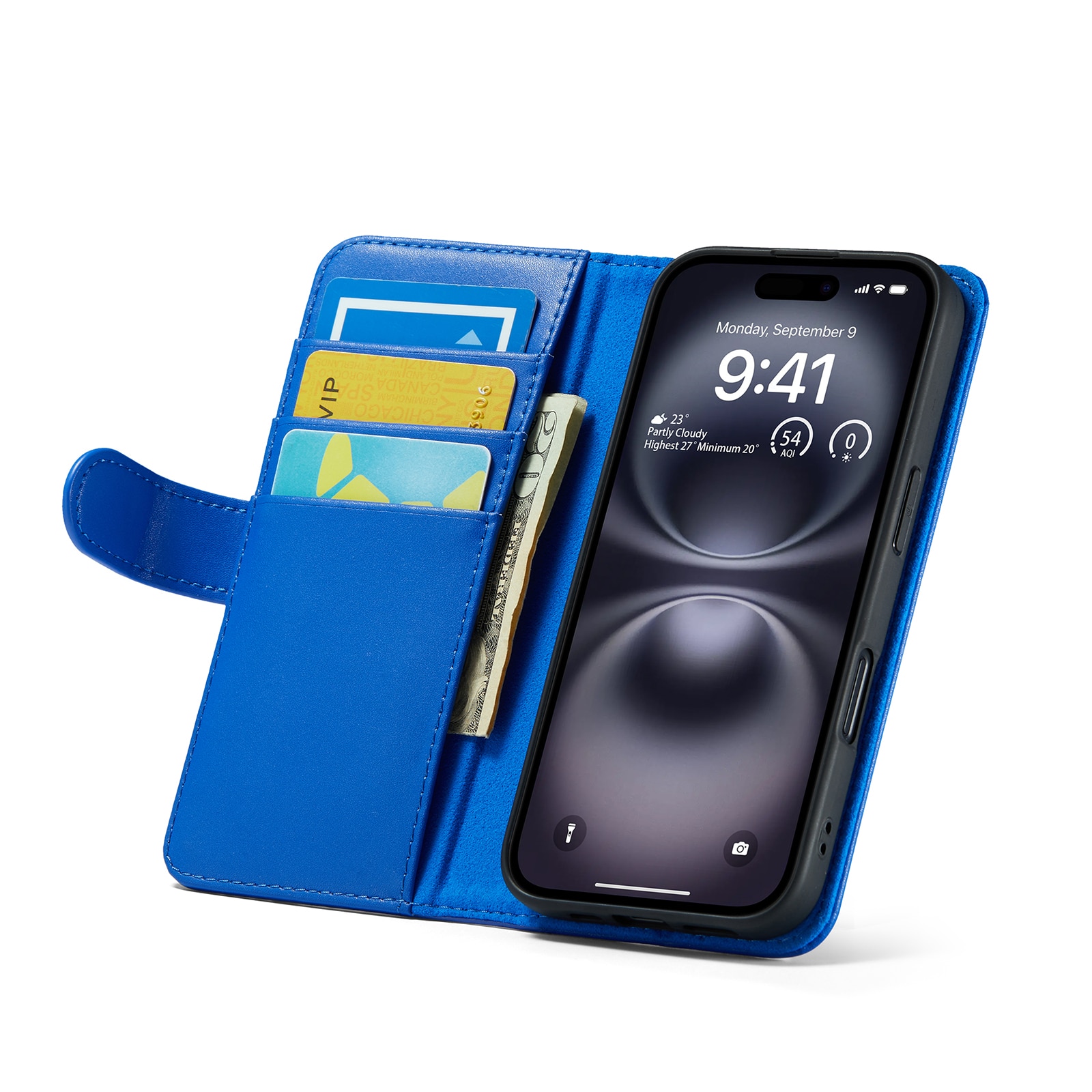 Äkta Läderfodral iPhone 16 Blå