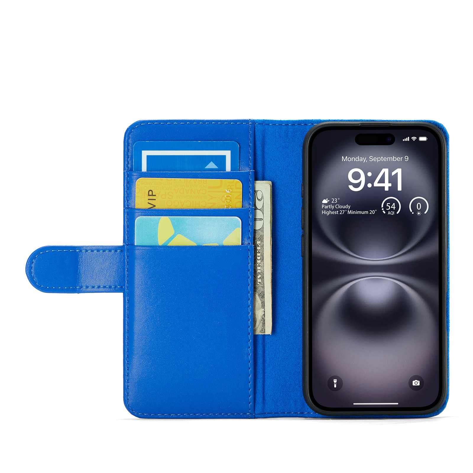 Äkta Läderfodral iPhone 16 Blå