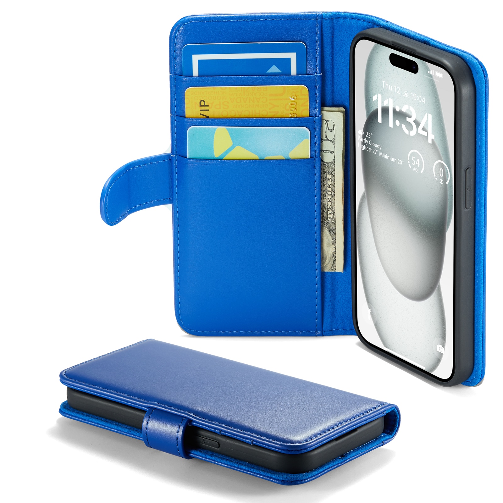 Äkta Läderfodral iPhone 13 Blå