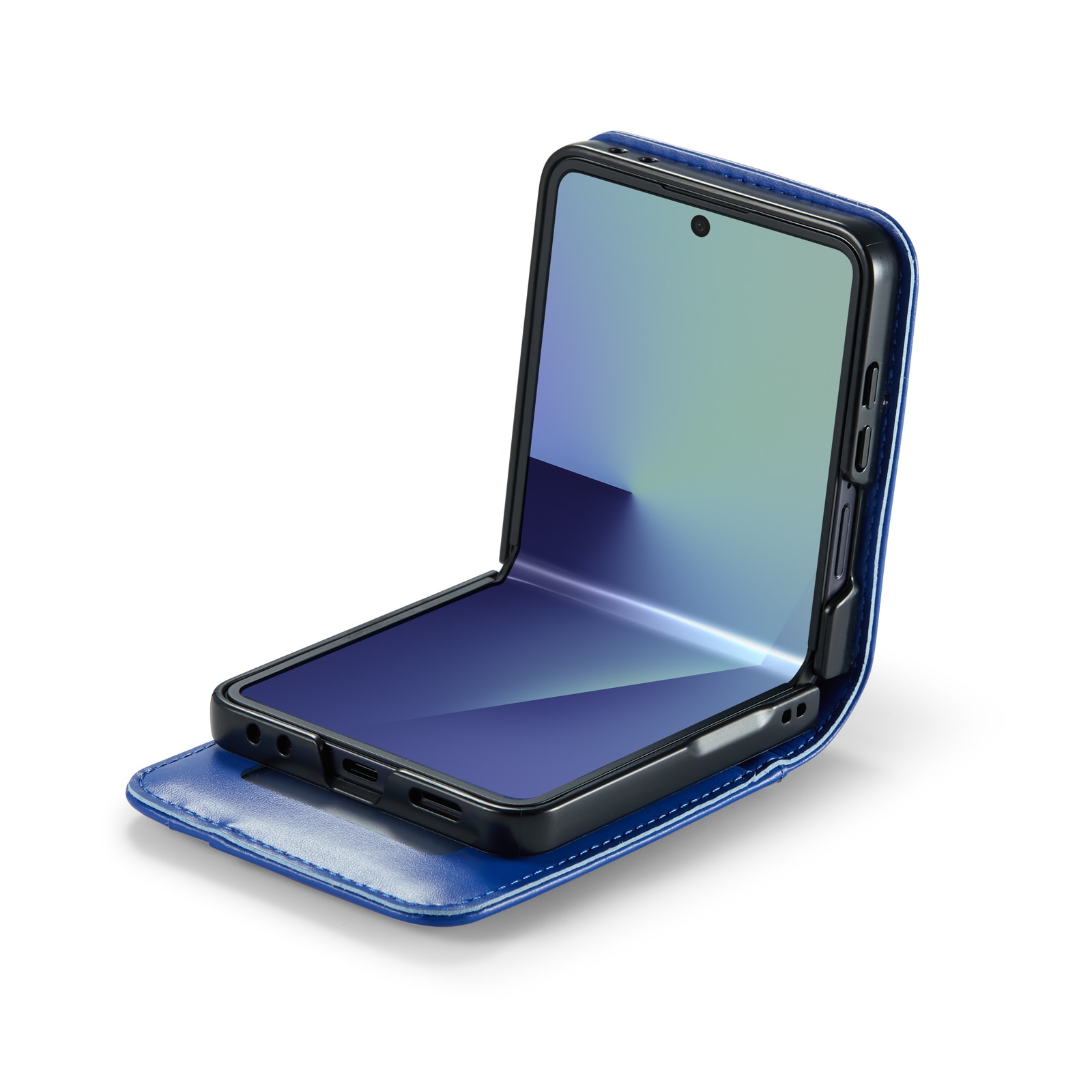 Äkta Läderfodral Samsung Galaxy Z Flip 7 Blå