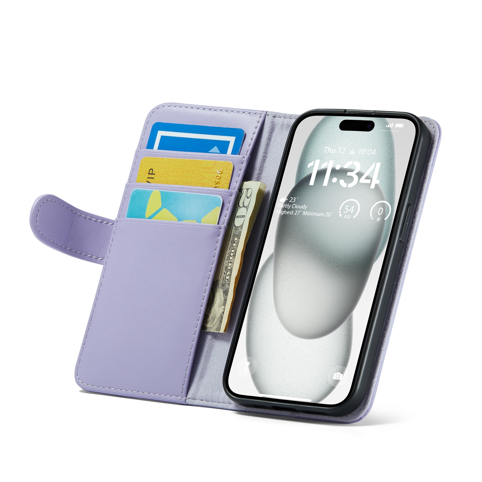 Äkta Läderfodral iPhone 13 Lila