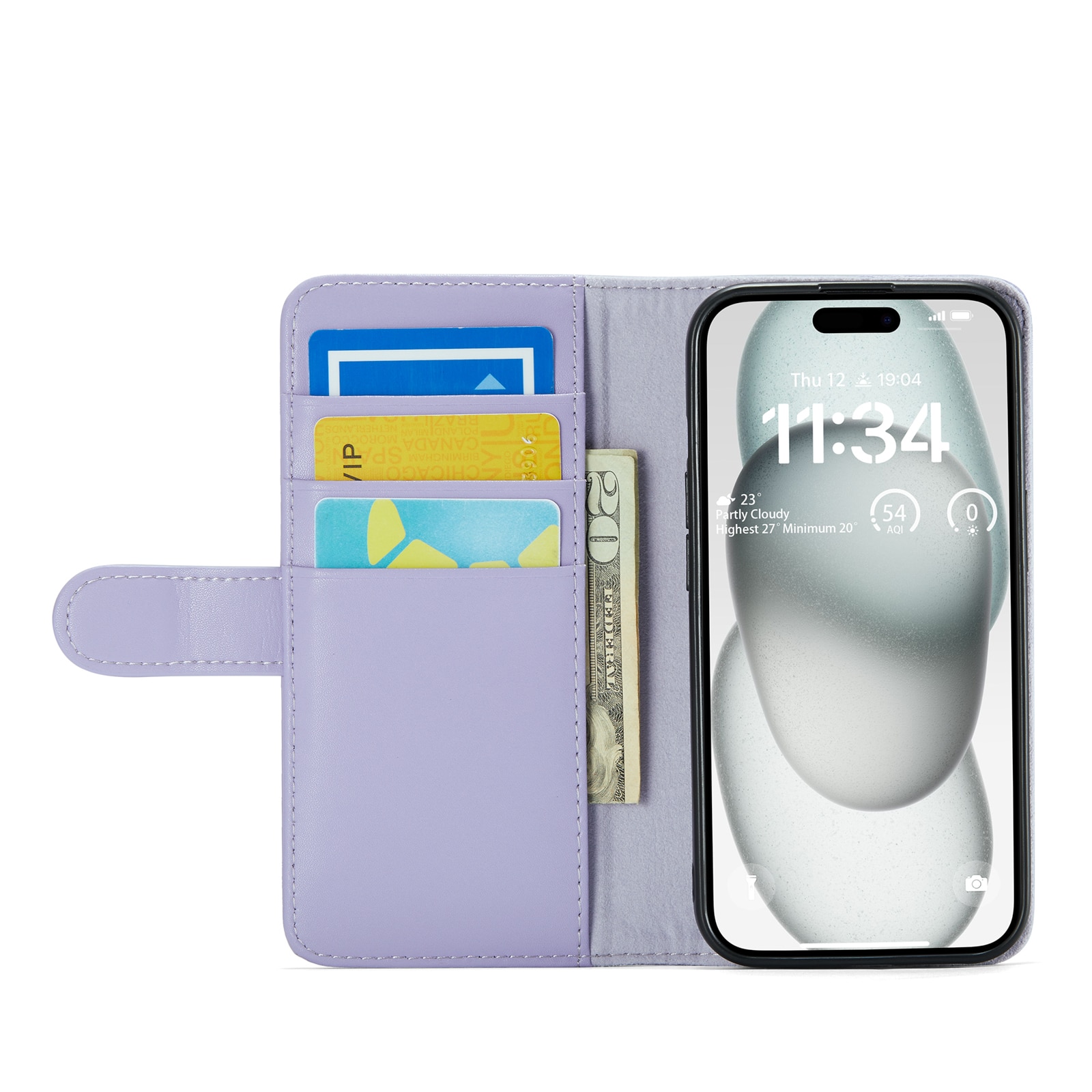 Äkta Läderfodral iPhone 13 Lila