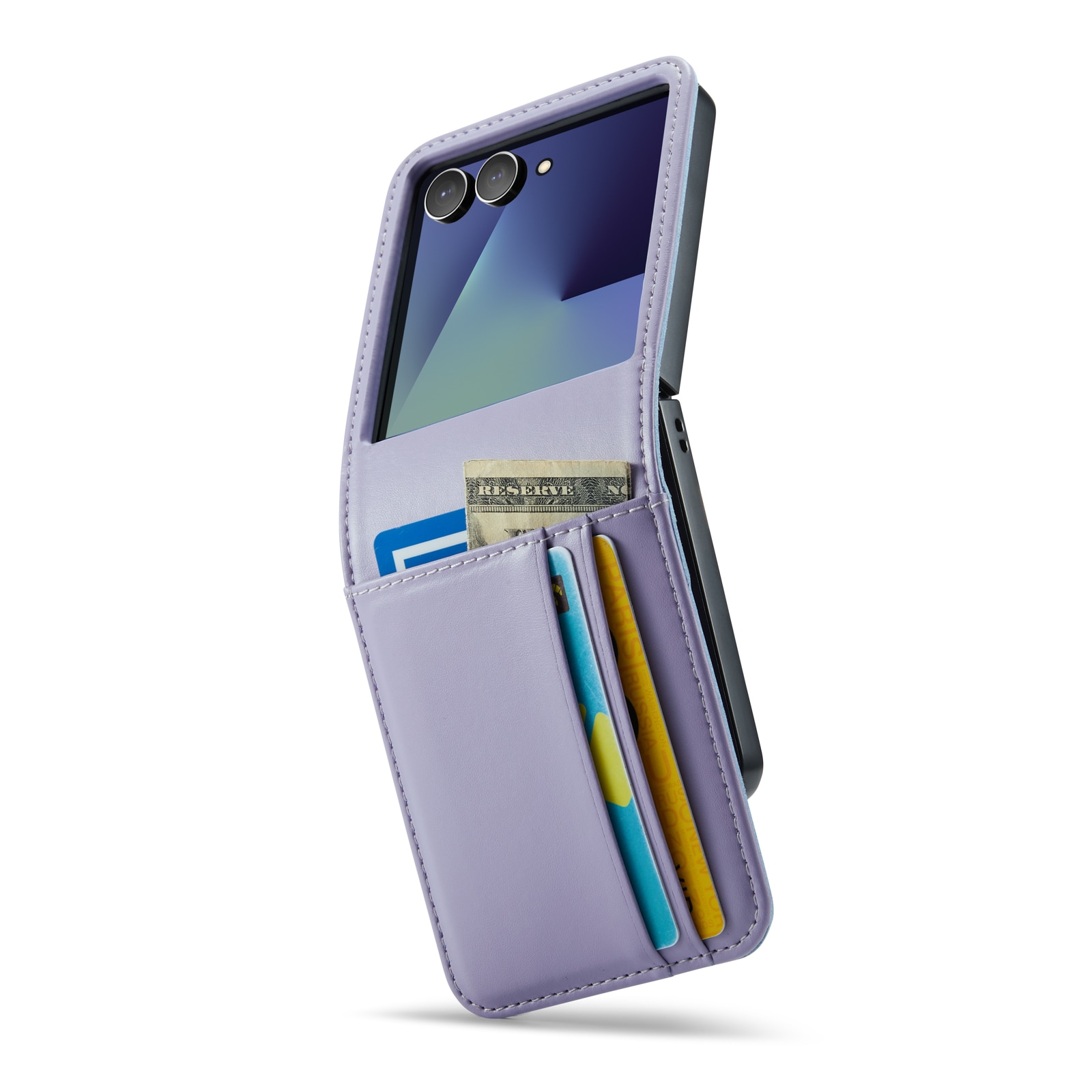 Äkta Läderfodral Samsung Galaxy Z Flip 7 Lila