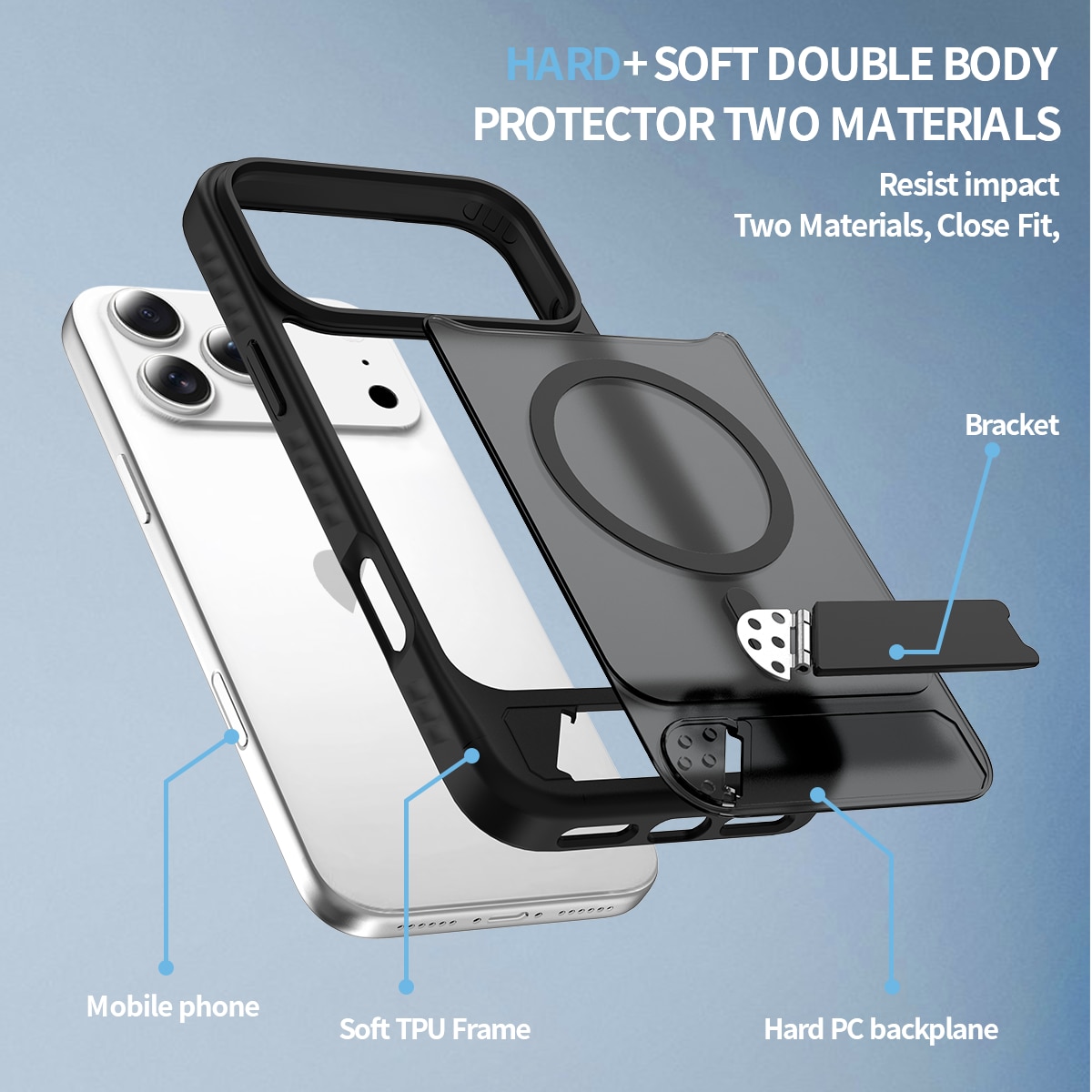 Magnetiskt Skal med Ställ iPhone 17 Pro Svart